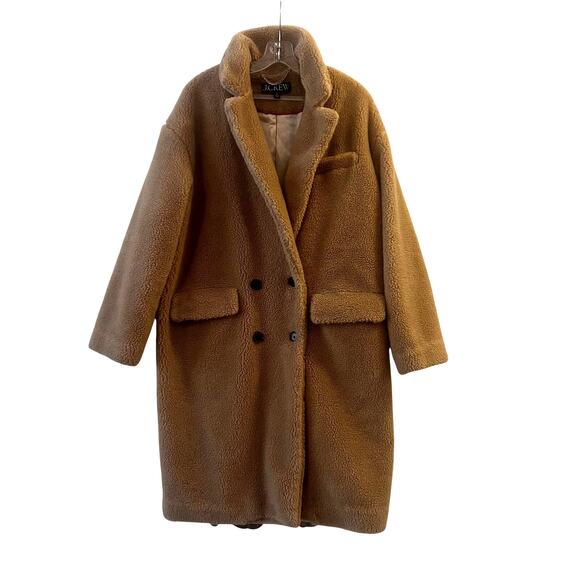 J.Crew Relaxed topcoat coat sherpa wool blend beige brown size M - Picture 4 of 8